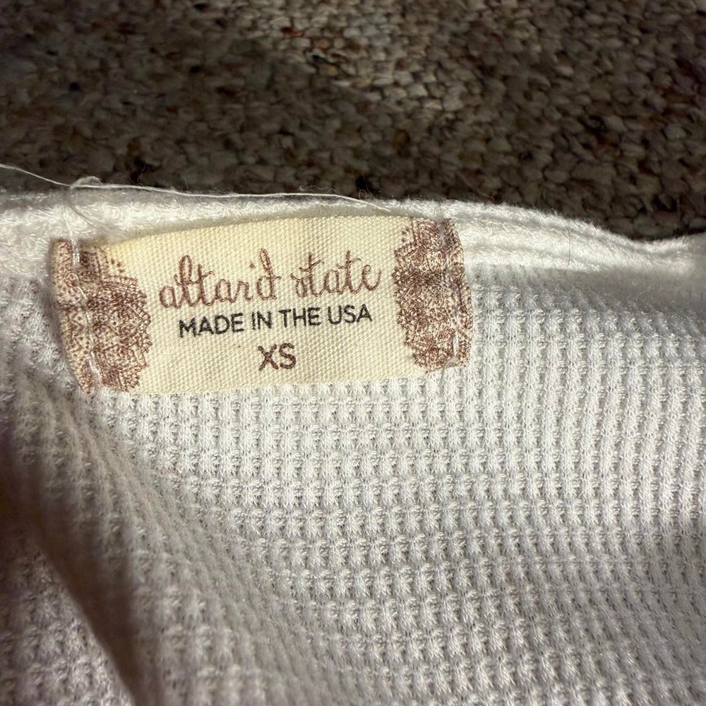 Altar’d State White Smocked Peplum Puff Sleeve Top Made in USA XS Vintage - Picture 2 of 5